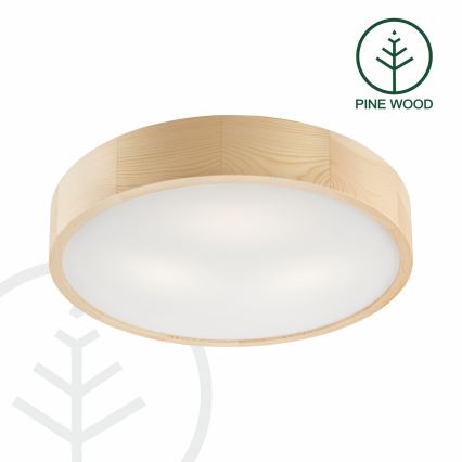 Kattovalo NATURAL 3xE27/60W/230V ø 47 cm mänty - FSC sertifioitu