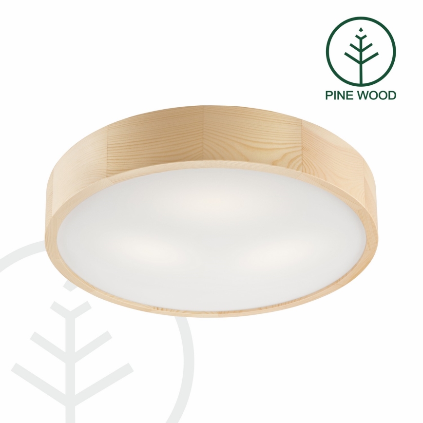 Kattovalo NATURAL 3xE27/60W/230V ø 47 cm mänty - FSC sertifioitu
