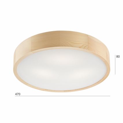 Kattovalo NATURAL 3xE27/60W/230V ø 47 cm mänty - FSC sertifioitu