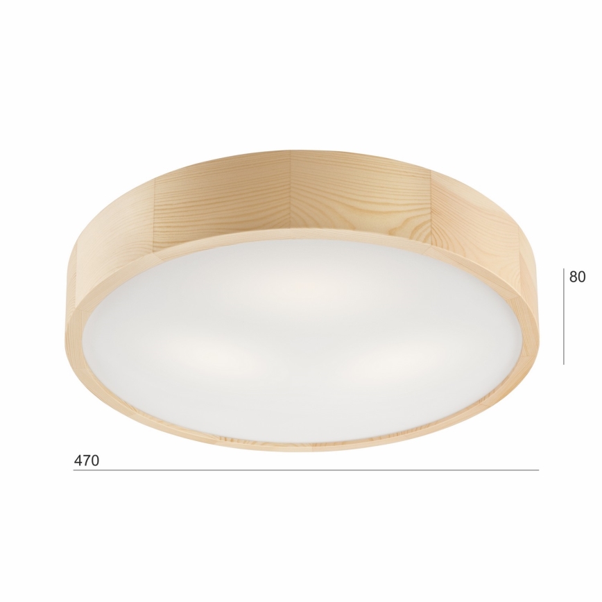 Kattovalo NATURAL 3xE27/60W/230V ø 47 cm mänty - FSC sertifioitu