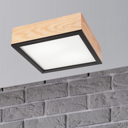 Kattovalo NATURAL SQUARE 2xE27/15W/230V 31x31 cm mänty/musta