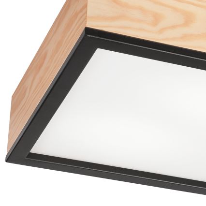 Kattovalo NATURAL SQUARE 2xE27/15W/230V 31x31 cm mänty/musta