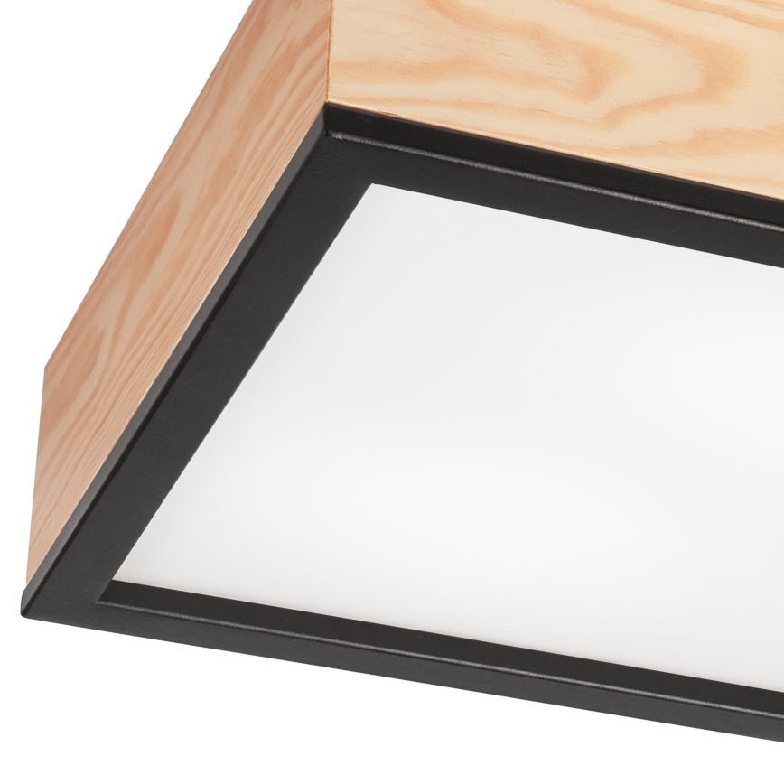 Kattovalo NATURAL SQUARE 2xE27/15W/230V 31x31 cm mänty/musta