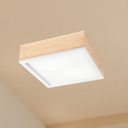 Kattovalo NATURAL SQUARE 2xE27/15W/230V 31x31 cm mänty/valkoinen