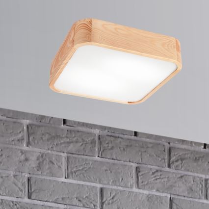 Kattovalo NATURAL SQUARE 2xE27/15W/230V 35x35 cm mänty