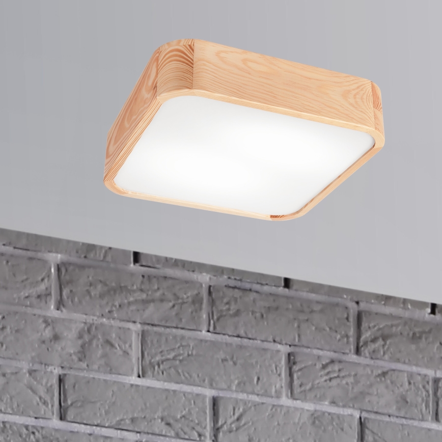 Kattovalo NATURAL SQUARE 2xE27/15W/230V 35x35 cm mänty
