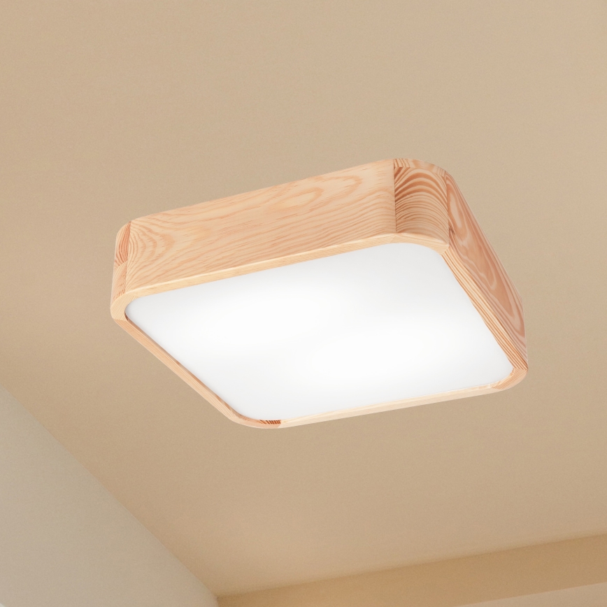 Kattovalo NATURAL SQUARE 2xE27/15W/230V 35x35 cm mänty