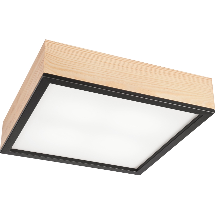 Kattovalo NATURAL SQUARE 4xE27/15W/230V 39x39 cm mänty/musta