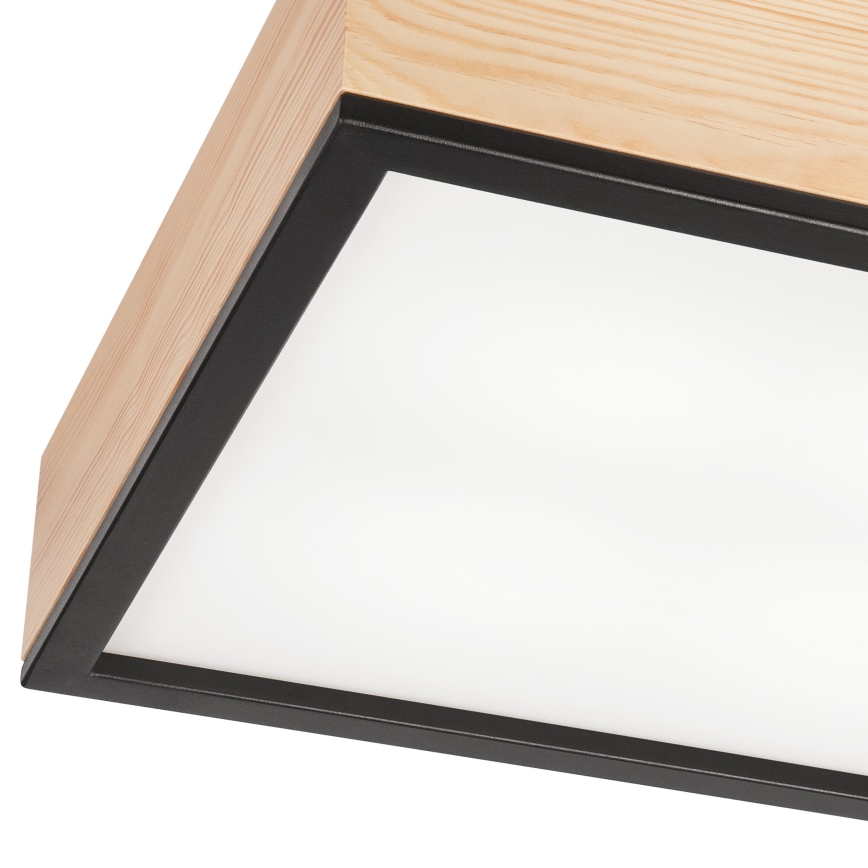 Kattovalo NATURAL SQUARE 4xE27/15W/230V 39x39 cm mänty/musta