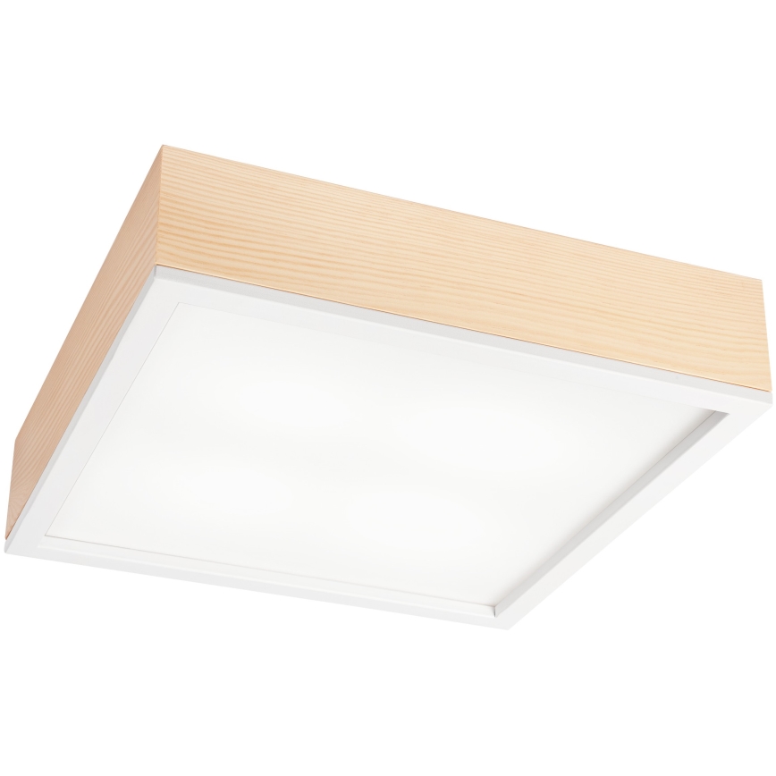 Kattovalo NATURAL SQUARE 4xE27/15W/230V 39x39 cm mänty/valkoinen
