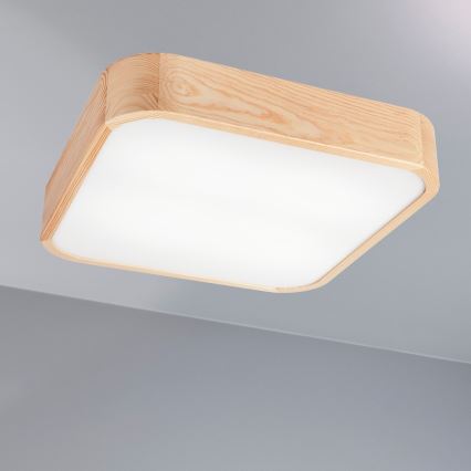 Kattovalo NATURAL SQUARE 4xE27/15W/230V 45x45 cm mänty