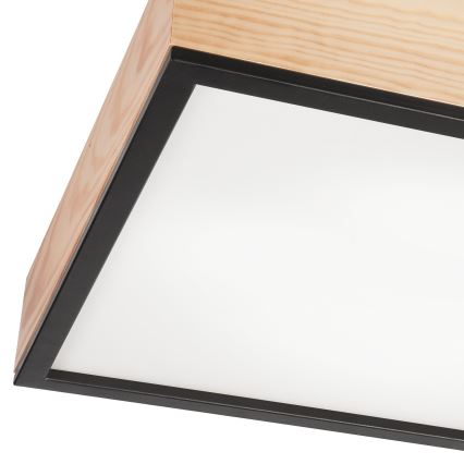 Kattovalo NATURAL SQUARE 4xE27/15W/230V 48x48 cm mänty/musta