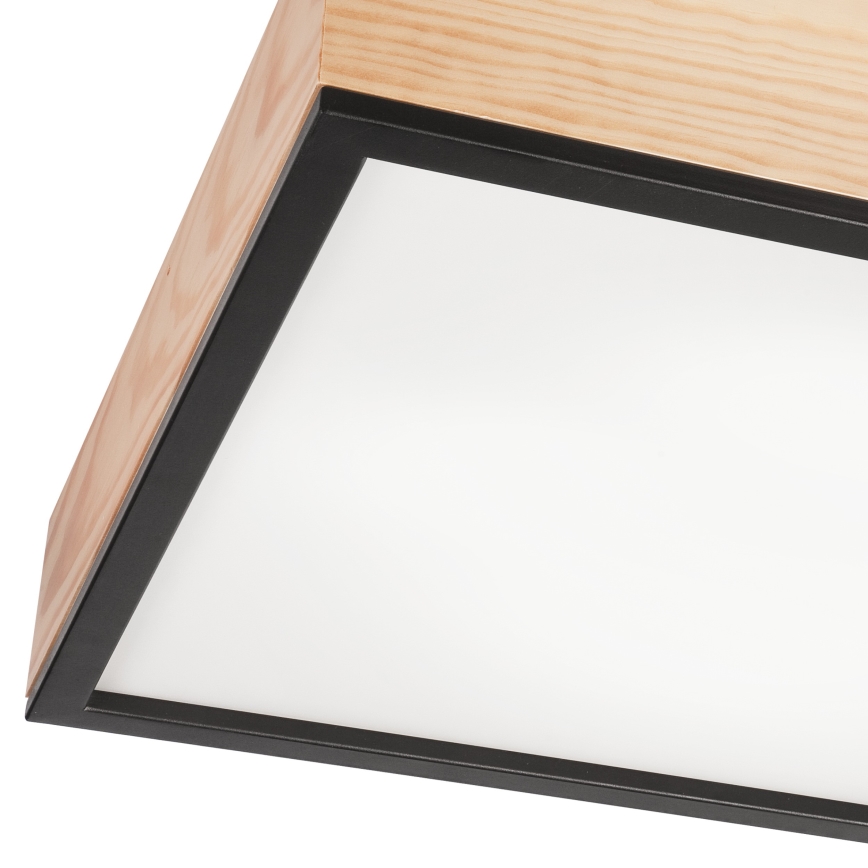 Kattovalo NATURAL SQUARE 4xE27/15W/230V 48x48 cm mänty/musta