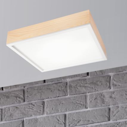 Kattovalo NATURAL SQUARE 4xE27/15W/230V 48x48 cm mänty/valkoinen
