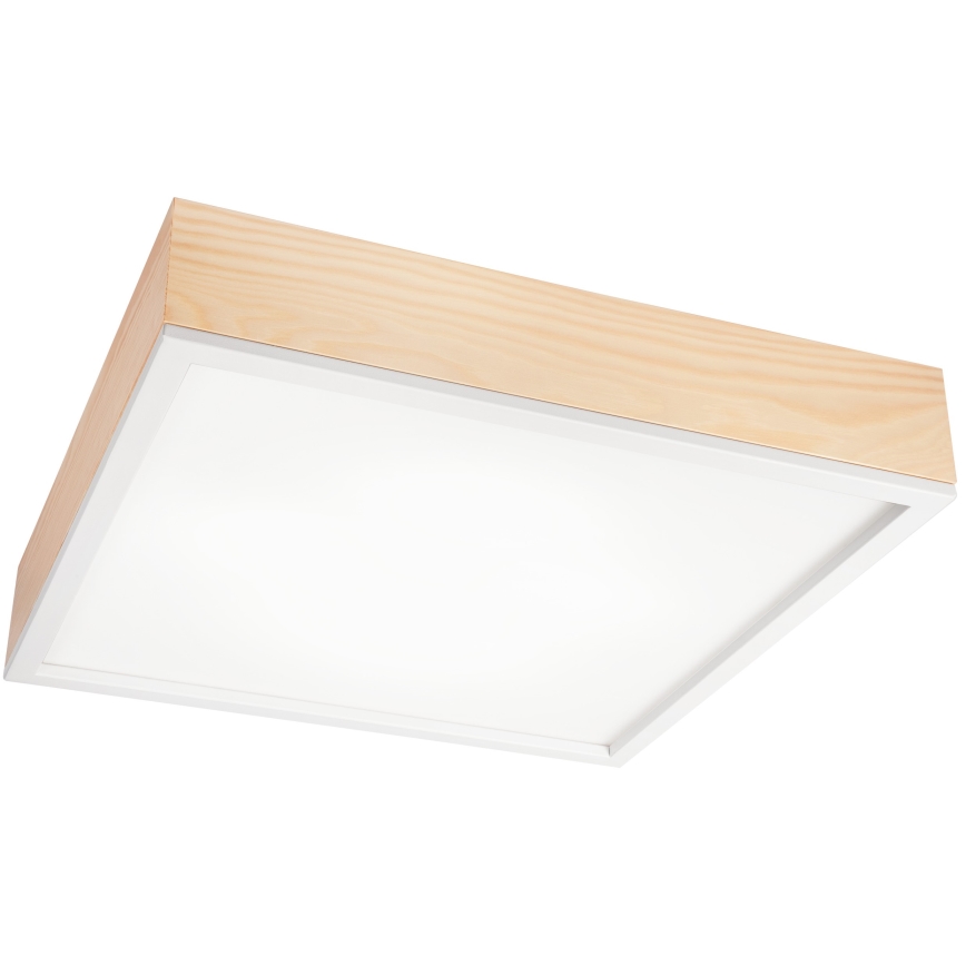 Kattovalo NATURAL SQUARE 4xE27/15W/230V 48x48 cm mänty/valkoinen