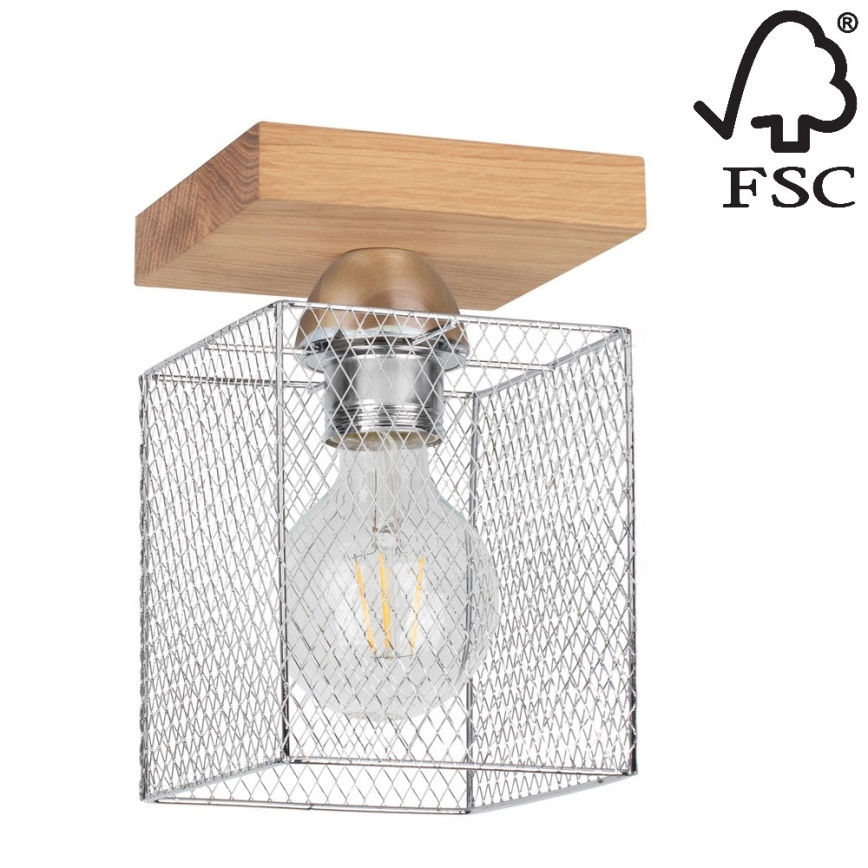 Kattovalo NORMAN WOOD 1xE27/25W/230V matta tammi  - FSC-sertifioitu