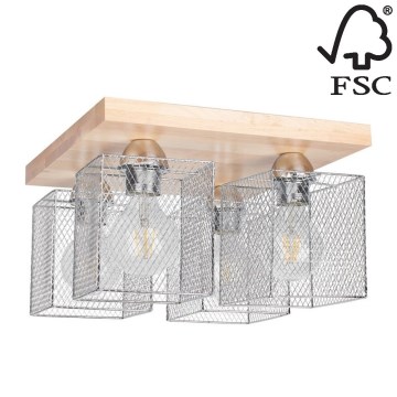 Kattovalo NORMAN WOOD 4xE27/25W/230V koivu - FSC-sertifioitu
