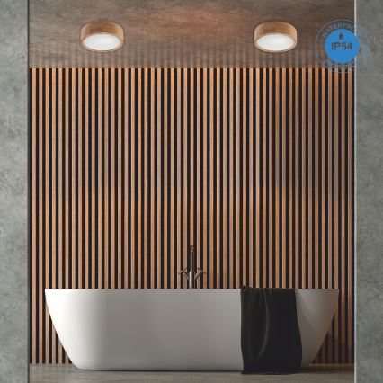 Kylpyhuoneen kattovalaisin OAK 2xE27/15W/230V IP54 tammi ø 27 cm - FSC sertifioitu