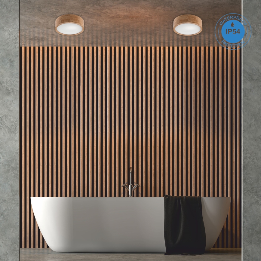 Kylpyhuoneen kattovalaisin OAK 2xE27/15W/230V IP54 tammi ø 27 cm - FSC sertifioitu