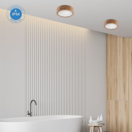 Kylpyhuoneen kattovalaisin OAK 2xE27/15W/230V IP54 tammi ø 27 cm - FSC sertifioitu