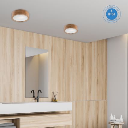 Kylpyhuoneen kattovalaisin OAK 2xE27/15W/230V IP54 tammi ø 27 cm - FSC sertifioitu