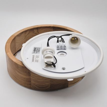 Kylpyhuoneen kattovalaisin OAK 2xE27/15W/230V IP54 tammi ø 27 cm - FSC sertifioitu