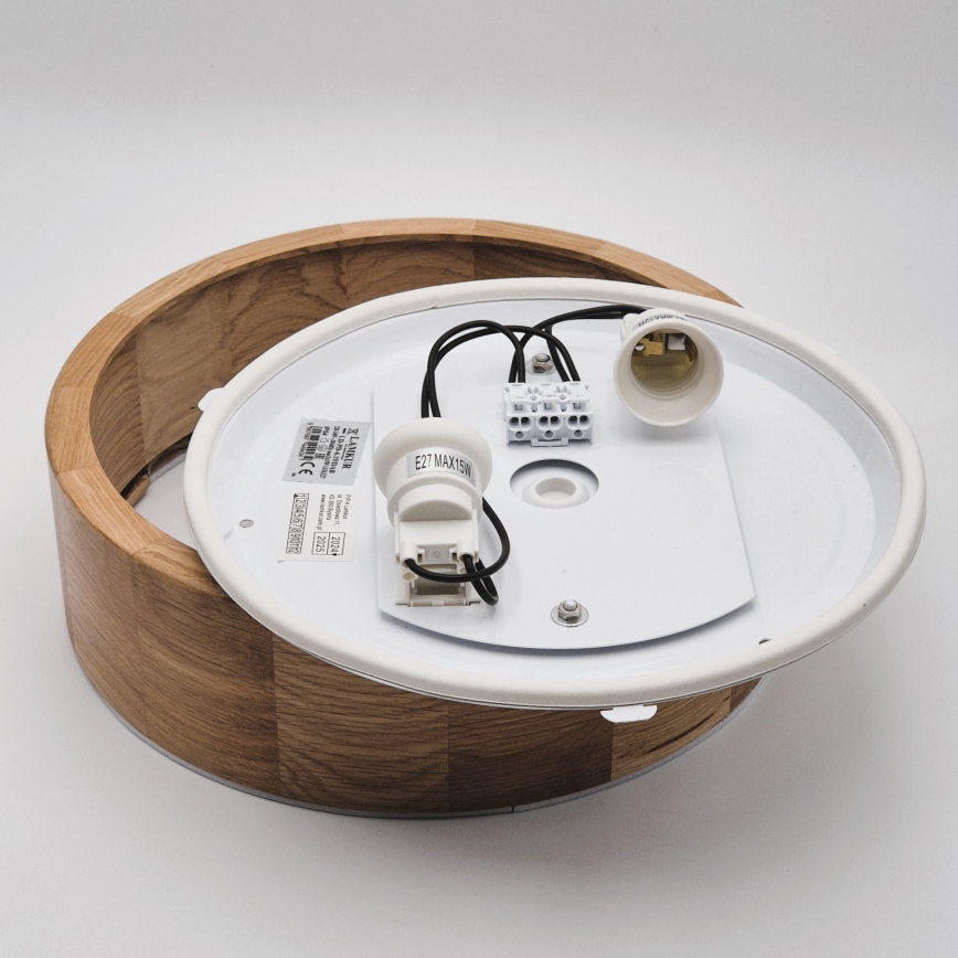 Kylpyhuoneen kattovalaisin OAK 2xE27/15W/230V IP54 tammi ø 27 cm - FSC sertifioitu