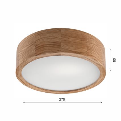 Kylpyhuoneen kattovalaisin OAK 2xE27/15W/230V IP54 tammi ø 27 cm - FSC sertifioitu