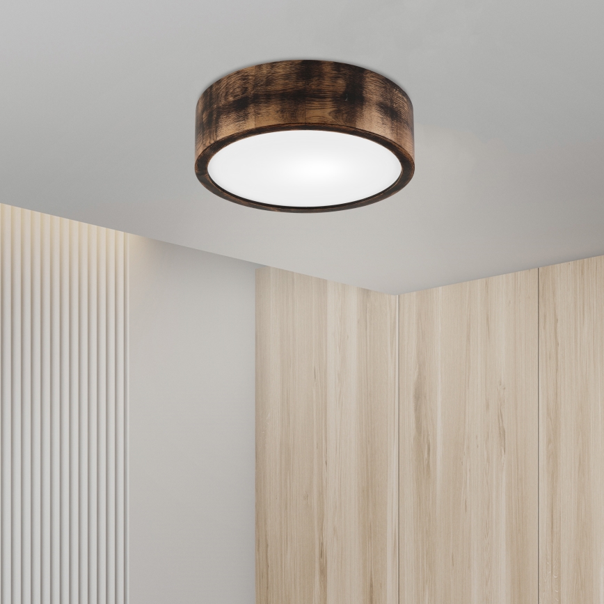 Kattovalo OAK SMOKY 1xE27/15W/230V ø 27,5 cm tammi/tummanruskea