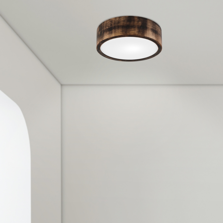 Kattovalo OAK SMOKY 1xE27/15W/230V ø 27,5 cm tammi/tummanruskea