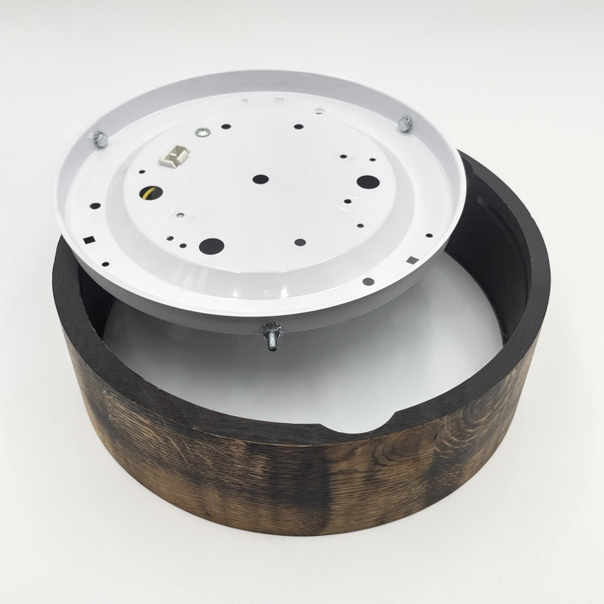 Kattovalo OAK SMOKY 1xE27/15W/230V ø 27,5 cm tammi/tummanruskea