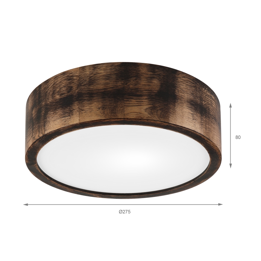 Kattovalo OAK SMOKY 1xE27/15W/230V ø 27,5 cm tammi/tummanruskea