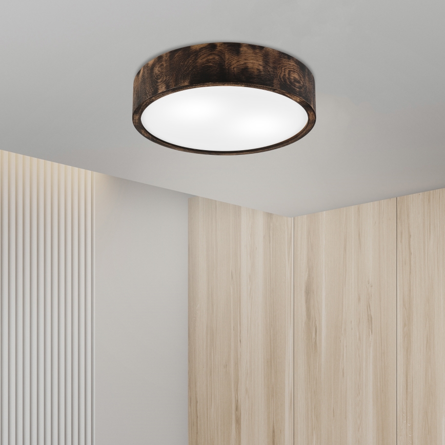 Kattovalo OAK SMOKY 2xE27/15W/230V ø 37,5 cm tammi/tummanruskea