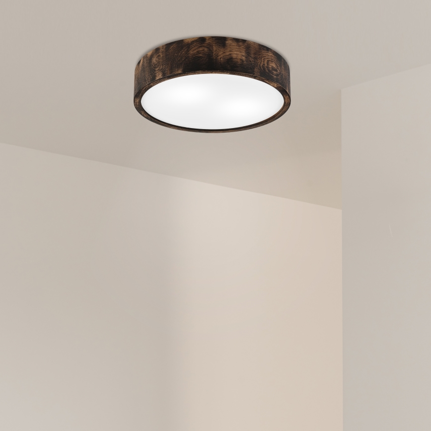 Kattovalo OAK SMOKY 2xE27/15W/230V ø 37,5 cm tammi/tummanruskea