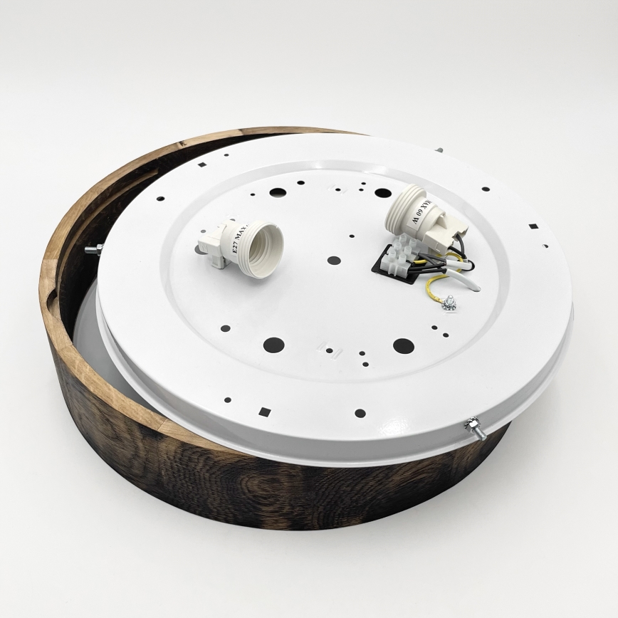 Kattovalo OAK SMOKY 2xE27/15W/230V ø 37,5 cm tammi/tummanruskea