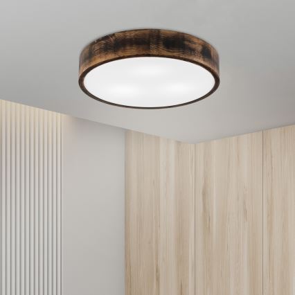 Kattovalo OAK SMOKY 3xE27/15W/230V ø 47,5 cm tammi/tummanruskea
