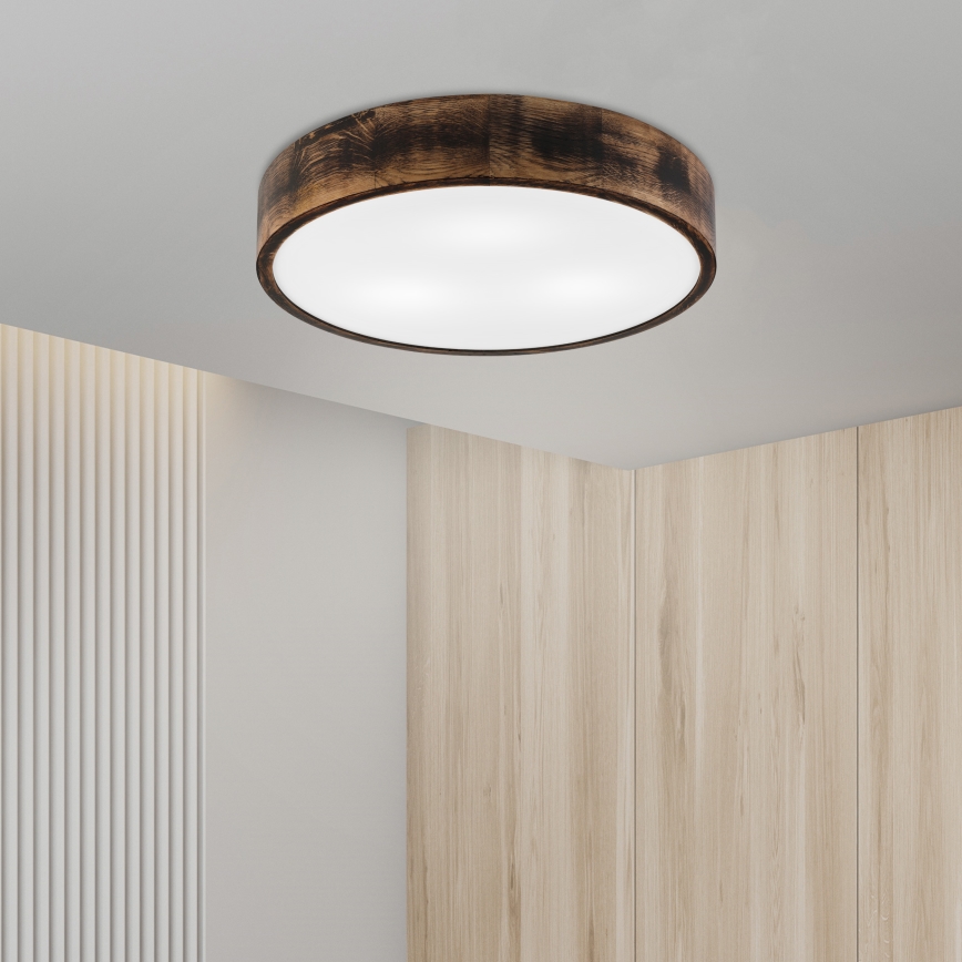 Kattovalo OAK SMOKY 3xE27/15W/230V ø 47,5 cm tammi/tummanruskea