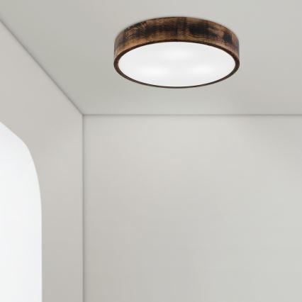 Kattovalo OAK SMOKY 3xE27/15W/230V ø 47,5 cm tammi/tummanruskea