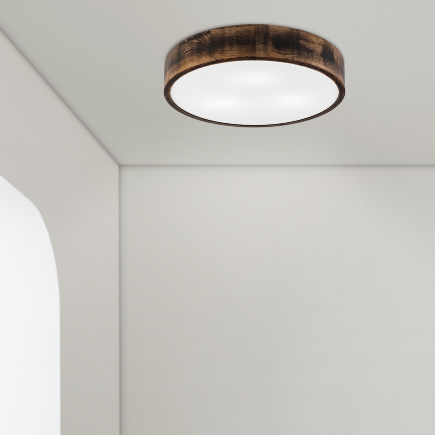 Kattovalo OAK SMOKY 3xE27/15W/230V ø 47,5 cm tammi/tummanruskea