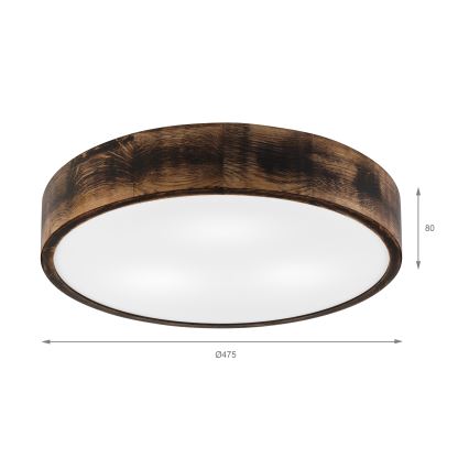 Kattovalo OAK SMOKY 3xE27/15W/230V ø 47,5 cm tammi/tummanruskea