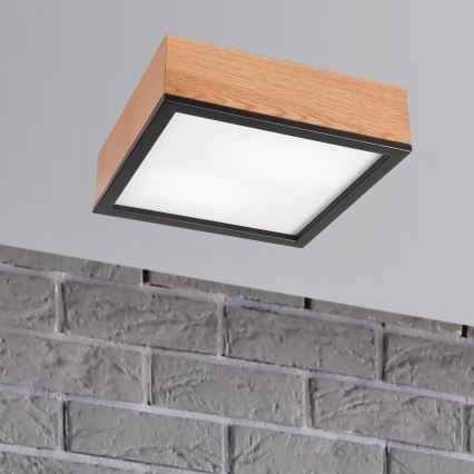 Kattovalo OAK SQUARE 2xE27/15W/230V 31x31 cm tammi/musta