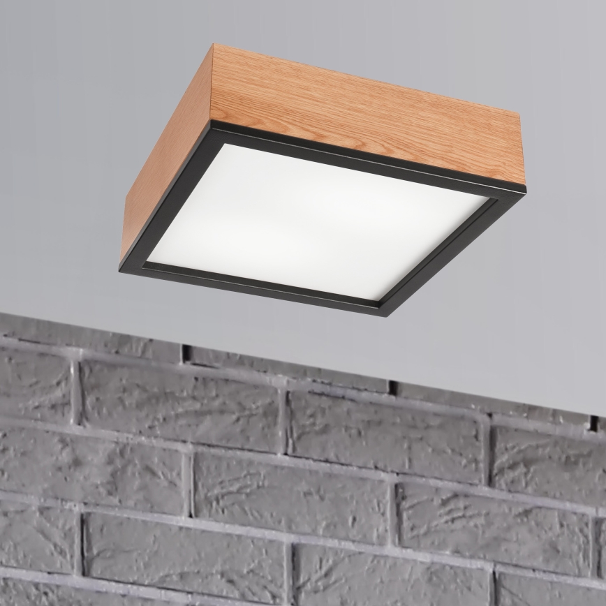 Kattovalo OAK SQUARE 2xE27/15W/230V 31x31 cm tammi/musta