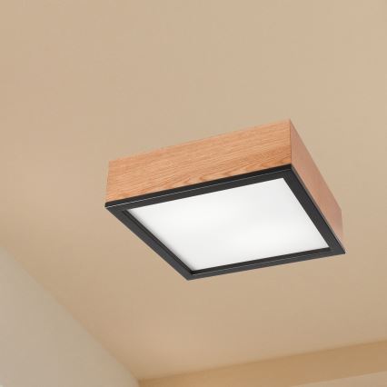 Kattovalo OAK SQUARE 2xE27/15W/230V 31x31 cm tammi/musta