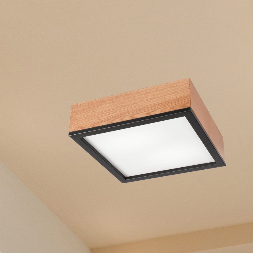 Kattovalo OAK SQUARE 2xE27/15W/230V 31x31 cm tammi/musta