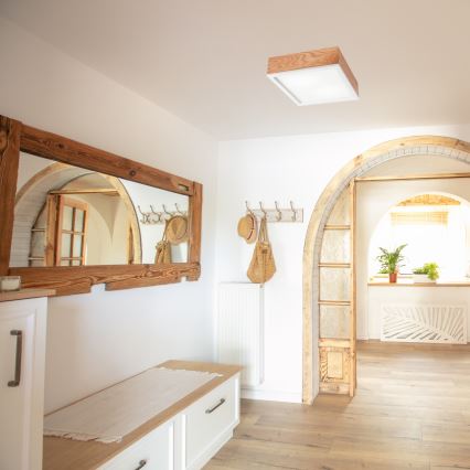 Kattovalo OAK SQUARE 2xE27/15W/230V 31x31 cm tammi/valkoinen