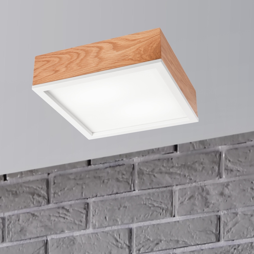 Kattovalo OAK SQUARE 2xE27/15W/230V 31x31 cm tammi/valkoinen