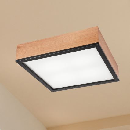 Kattovalo OAK SQUARE 4xE27/15W/230V 39x39 cm tammi/musta