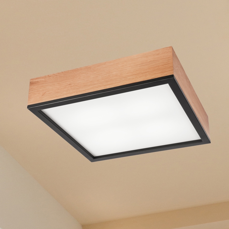 Kattovalo OAK SQUARE 4xE27/15W/230V 39x39 cm tammi/musta