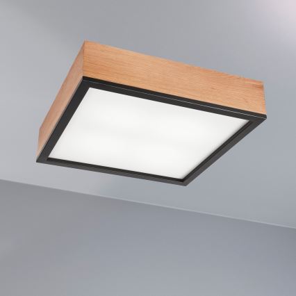 Kattovalo OAK SQUARE 4xE27/15W/230V 39x39 cm tammi/musta