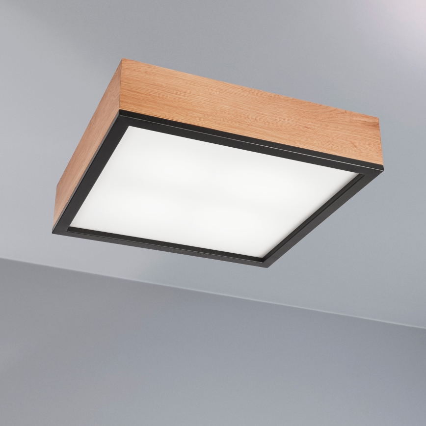 Kattovalo OAK SQUARE 4xE27/15W/230V 39x39 cm tammi/musta